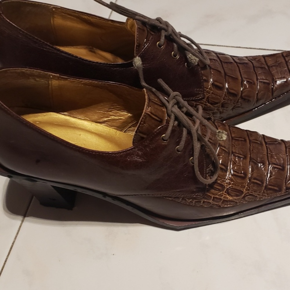 Women’s US 8 Brown Croc Leather Exotic Heels - Picture 3 of 7